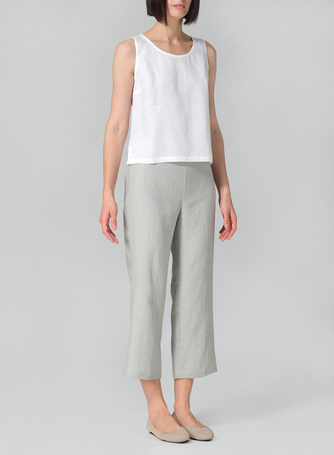 Linen Slim Calf Length Pants