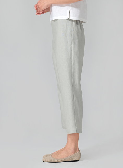Linen Slim Calf Length Pants
