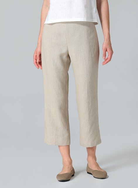 Linen Slim Calf Length Pants