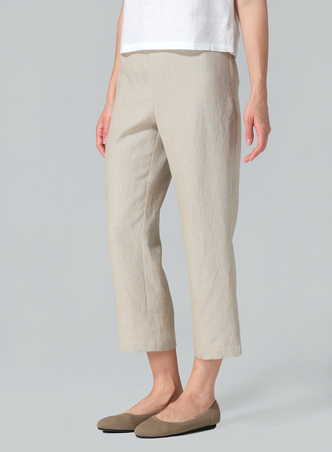 Linen Slim Calf Length Pants