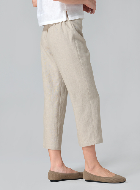 Linen Slim Calf Length Pants