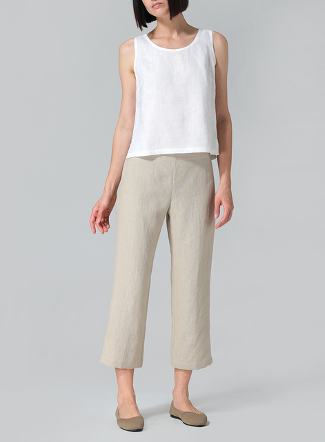 Linen Slim Calf Length Pants