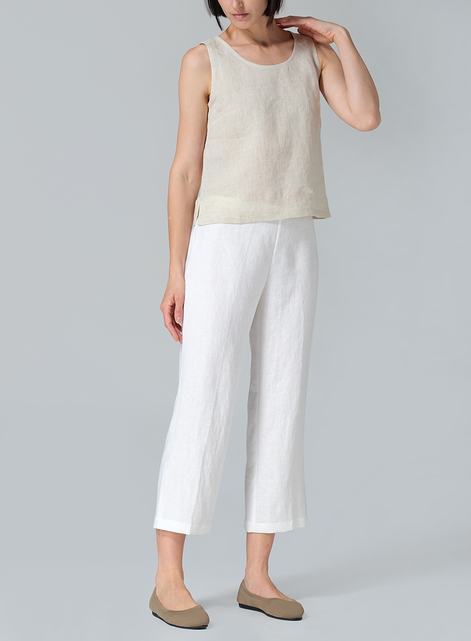 Linen Slim Calf Length Pants