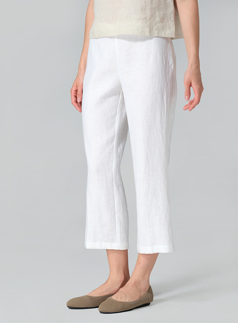 Linen Slim Calf Length Pants