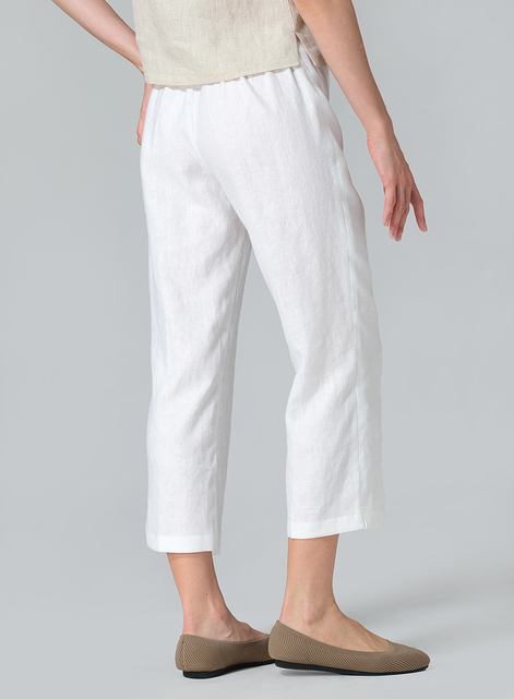 Linen Slim Calf Length Pants
