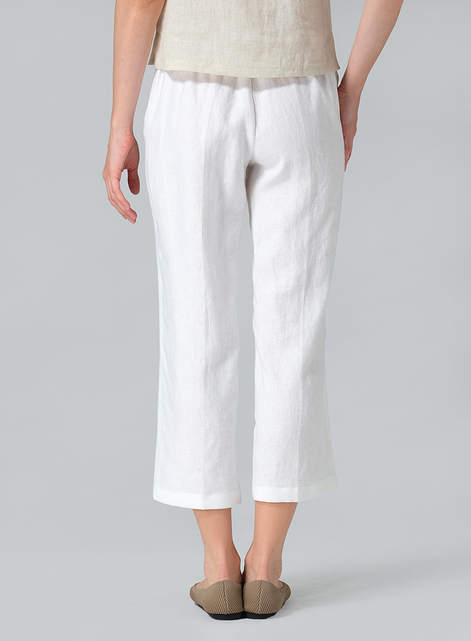 Linen Slim Calf Length Pants
