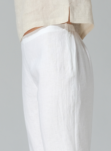 Linen Slim Calf Length Pants