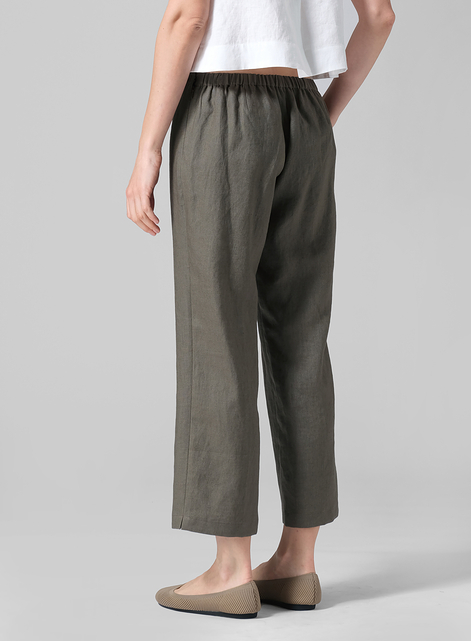 Linen Slim Cropped Length Pants