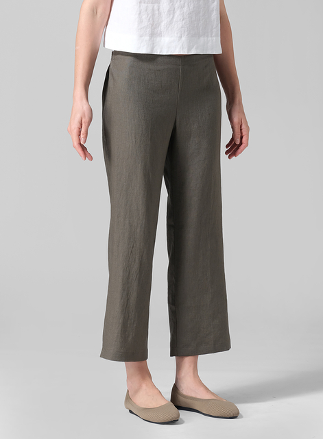 Linen Slim Cropped Length Pants