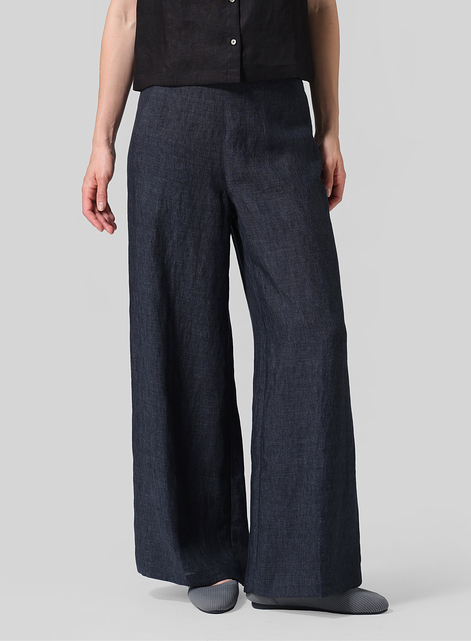 Linen Casual Loose A-line Wide-Leg Long Trousers