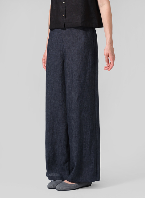 Linen Casual Loose A-line Wide-Leg Long Trousers