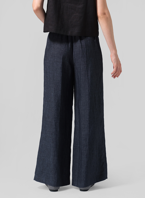 Linen Casual Loose A-line Wide-Leg Long Trousers