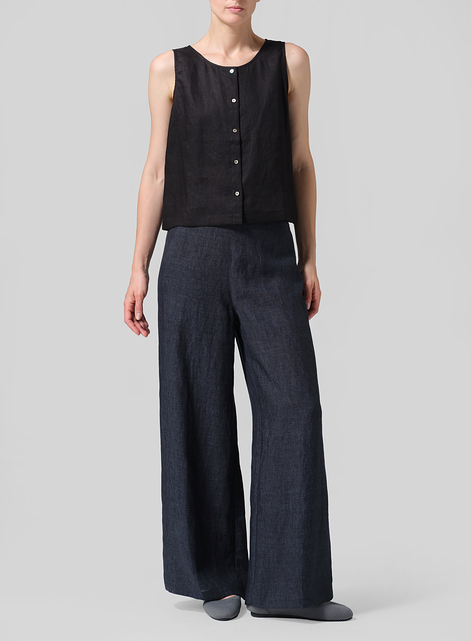 Linen Casual Loose A-line Wide-Leg Long Trousers