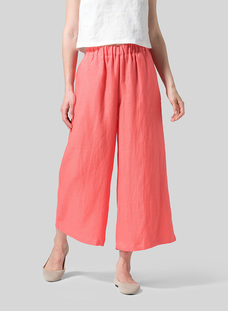 Twill Linen ​S​lightly A-Shape Wide Leg Pants