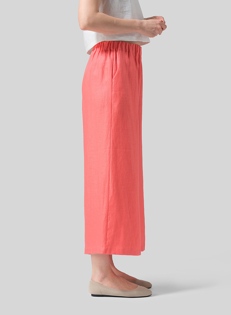 Twill Linen ​S​lightly A-Shape Wide Leg Pants