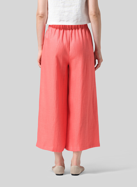 Twill Linen ​S​lightly A-Shape Wide Leg Pants