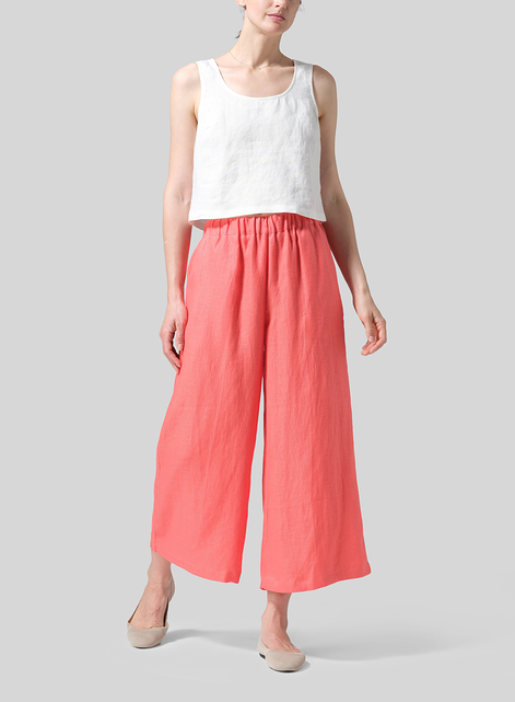 Twill Linen ​S​lightly A-Shape Wide Leg Pants