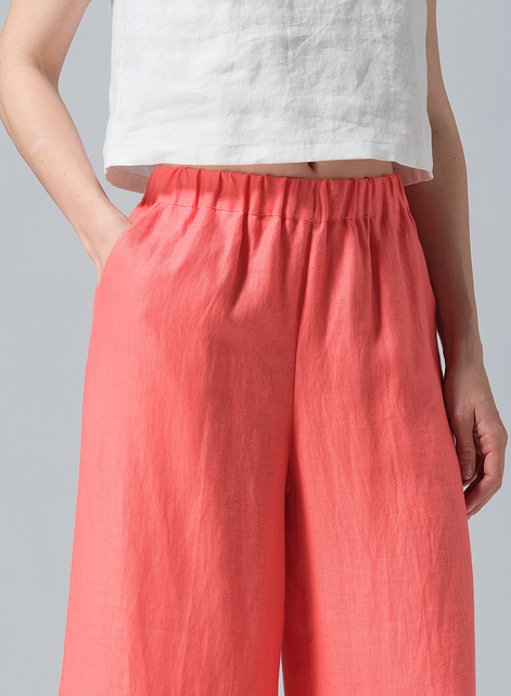 Twill Linen ​S​lightly A-Shape Wide Leg Pants