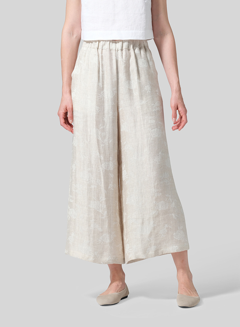 Twill Linen ​S​lightly A-Shape Wide Leg Pants
