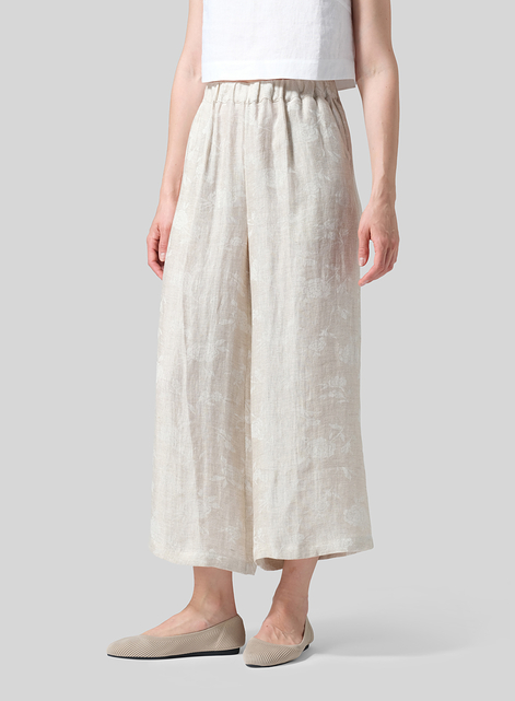 Twill Linen ​S​lightly A-Shape Wide Leg Pants