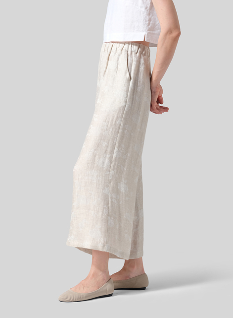 Twill Linen ​S​lightly A-Shape Wide Leg Pants