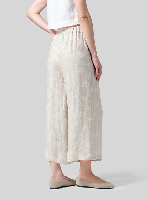 Twill Linen ​S​lightly A-Shape Wide Leg Pants