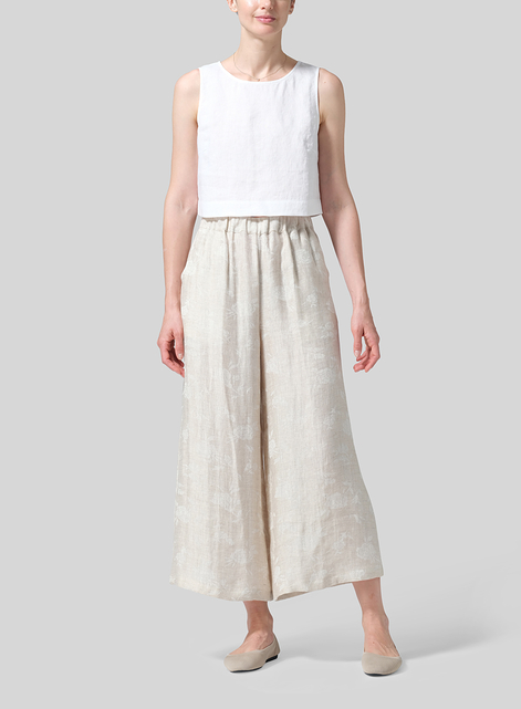 Twill Linen ​S​lightly A-Shape Wide Leg Pants