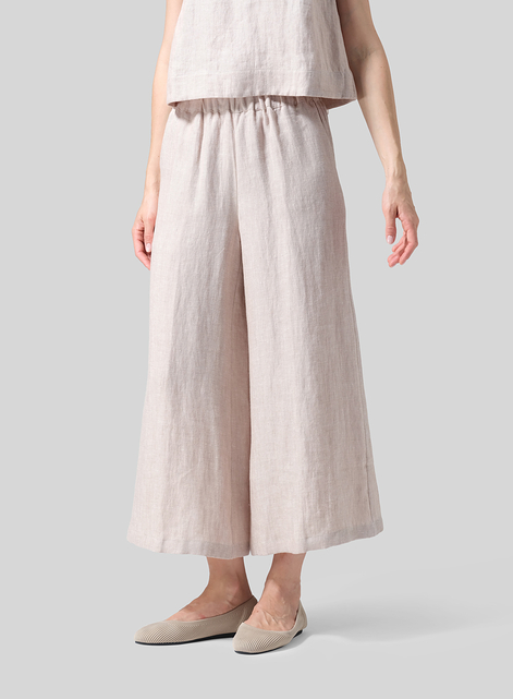 Twill Linen ​S​lightly A-Shape Wide Leg Pants