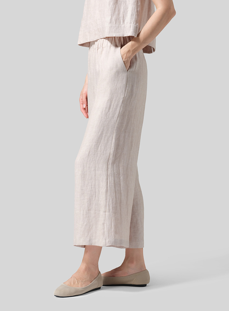 Twill Linen ​S​lightly A-Shape Wide Leg Pants