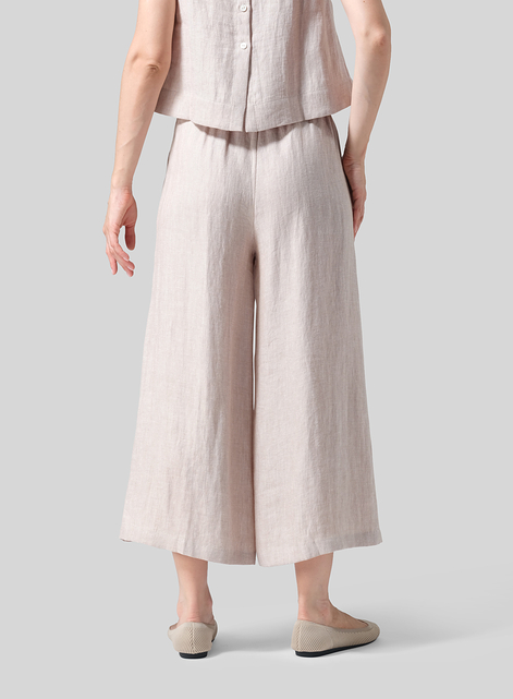 Twill Linen ​S​lightly A-Shape Wide Leg Pants