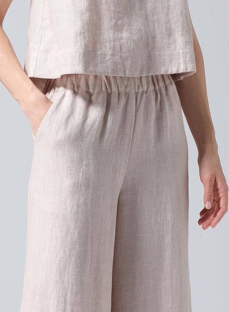 Twill Linen ​S​lightly A-Shape Wide Leg Pants