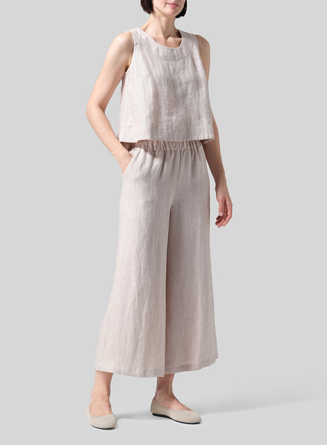 Twill Linen ​S​lightly A-Shape Wide Leg Pants