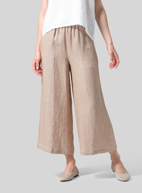 Twill Linen ​S​lightly A-Shape Wide Leg Pants