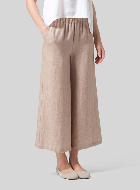 Twill Linen ​S​lightly A-Shape Wide Leg Pants