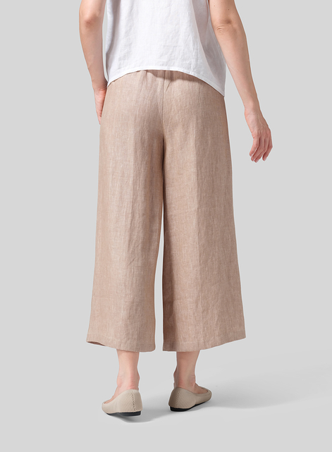 Twill Linen ​S​lightly A-Shape Wide Leg Pants