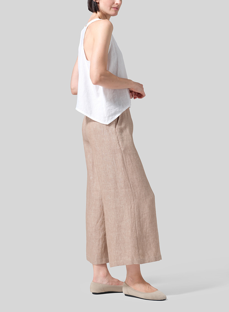 Twill Linen ​S​lightly A-Shape Wide Leg Pants