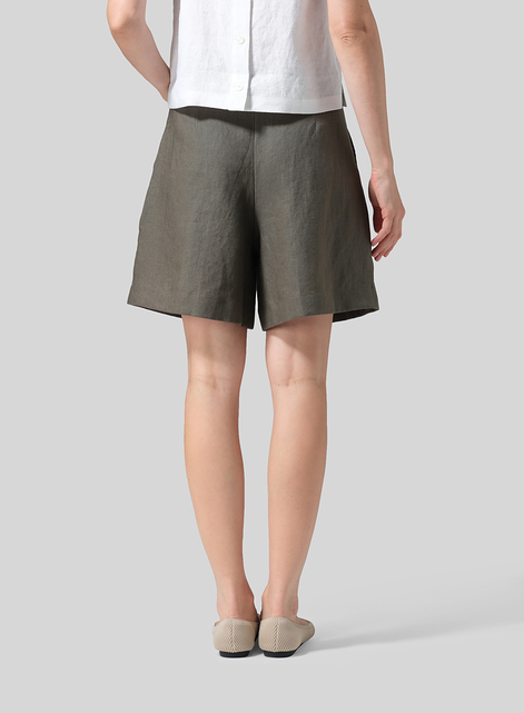 Linen Casual-Formal Mid-Rise Shorts