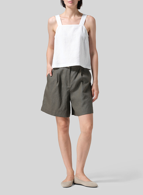 Linen Casual-Formal Mid-Rise Shorts