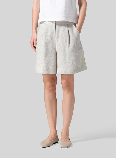 Linen Casual-Formal Mid-Rise Shorts