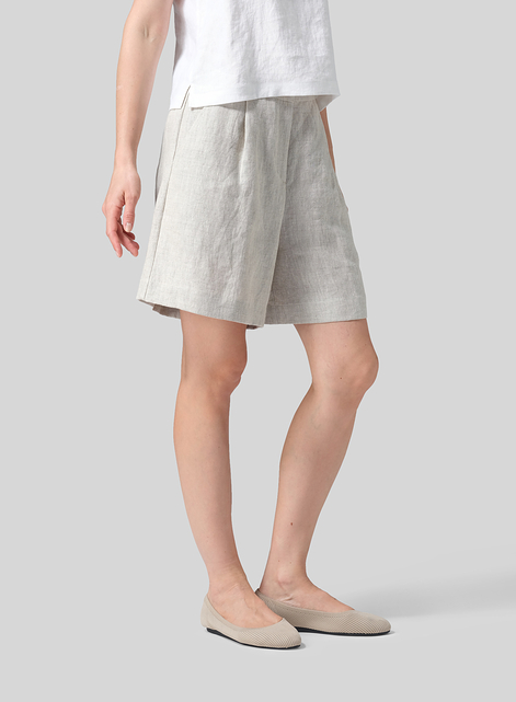 Linen Casual-Formal Mid-Rise Shorts