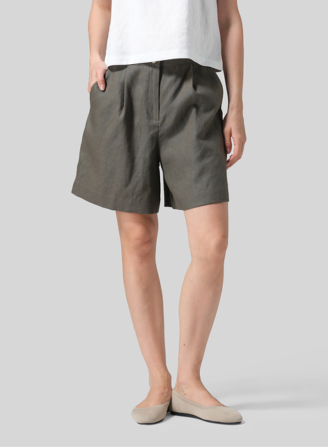 Linen Casual-Formal Mid-Rise Shorts