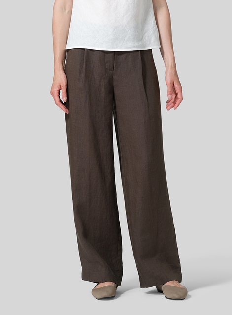 Linen Regular Fit Long Pants with Buttons