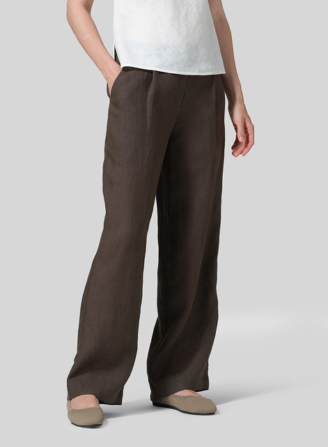 Linen Regular Fit Long Pants with Buttons