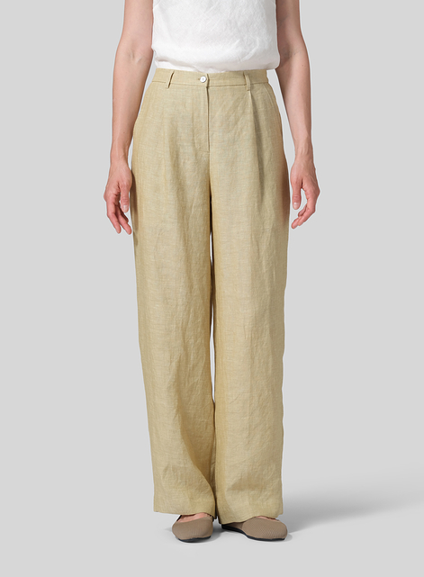 Linen Regular Fit Long Pants with Buttons