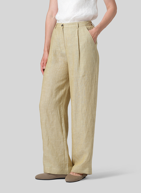 Linen Regular Fit Long Pants with Buttons