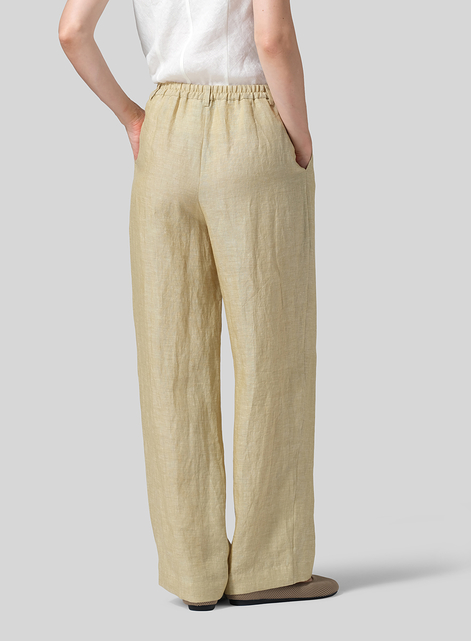 Linen Regular Fit Long Pants with Buttons