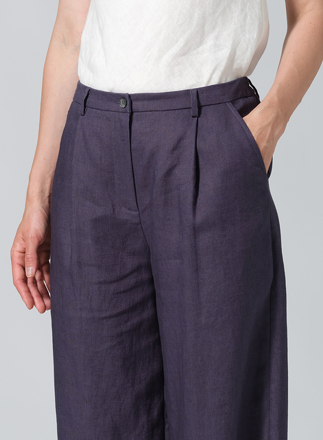 Linen Regular Fit Long Pants with Buttons