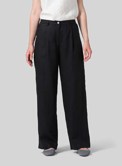 Linen Regular Fit Long Pants with Buttons