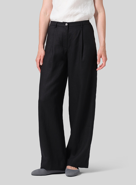 Linen Regular Fit Long Pants with Buttons