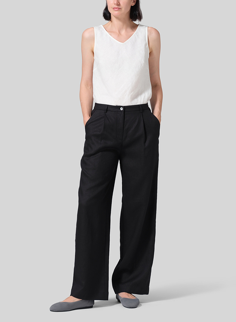 Linen Regular Fit Long Pants with Buttons